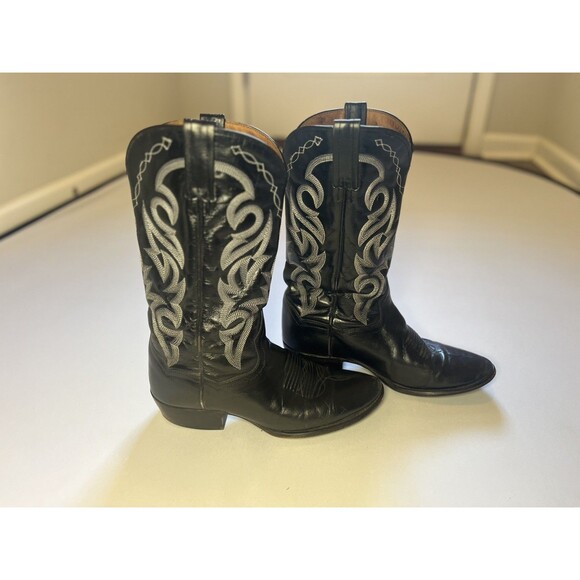 Dan Post Black Leather Western Cowboy Boots- 9 EW Made in Mexico - Picture 3 of 16